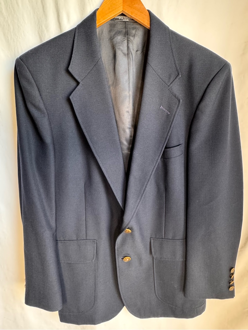 Vintage Arnold Palmer Navy Blazer Sport Coat Gold Crest Buttons Men’s 40S